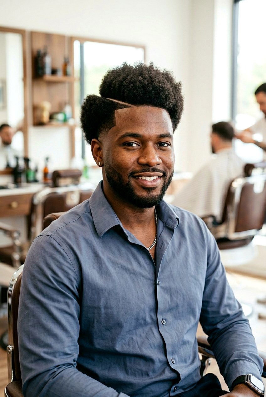 Burst Fade Afro With Part - 20 burst fade afro haircut - 20 burst fade afro haircut