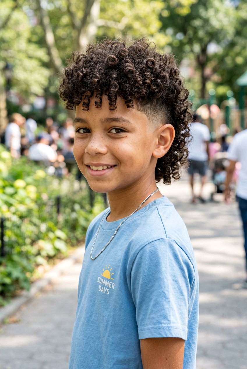 Burst Fade Mullet With Curly Top - 20 boys haircut with burst fade mullet - 20 boys haircut with burst fade mullet