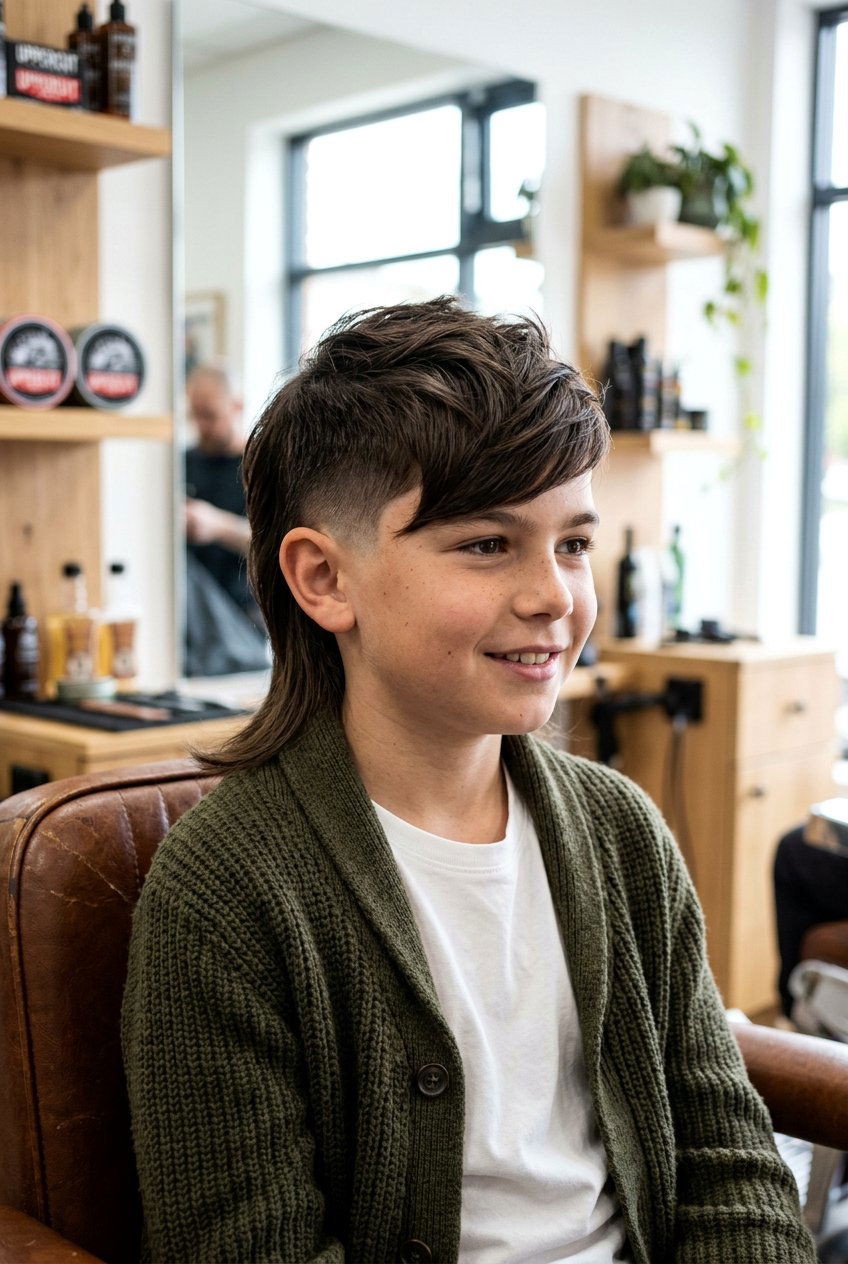 Burst Fade Mullet With Side Swept Bangs - 20 boys haircut with burst fade mullet - 20 boys haircut with burst fade mullet