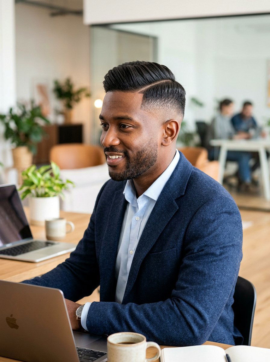 Burst Fade Side Part - 20 side part for professional men - 20 side part for professional men