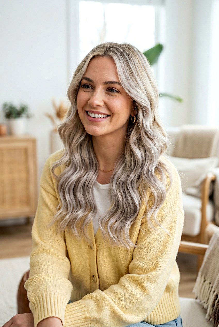 Buttercream Blonde and Silver Balayage - 20 gray blending balayage for blondes - 20 gray blending balayage for blondes