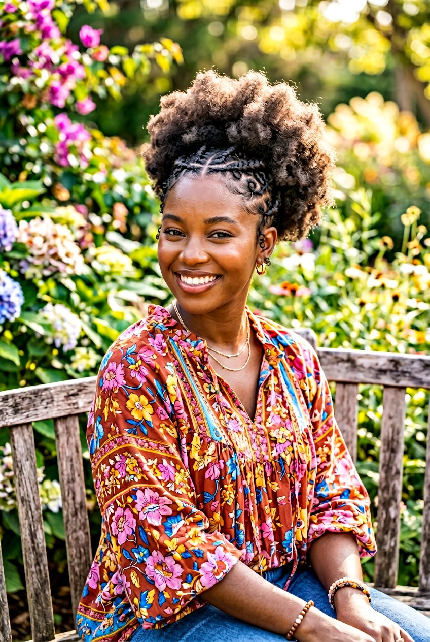 Butterfly Braid Afro Puff - 20 braided afro puff hairstyle - 20 braided afro puff hairstyle