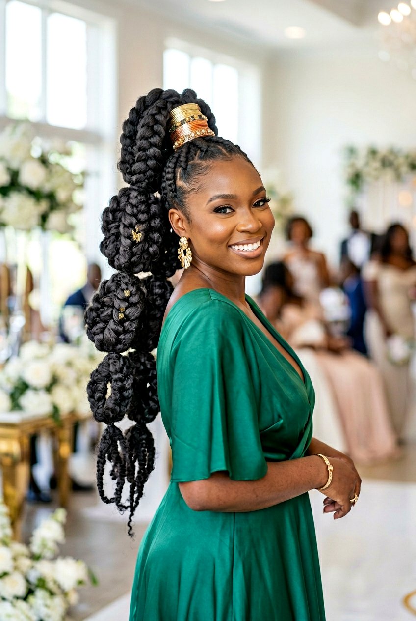 Butterfly Braid Ponytail with Volume and Drama - 20 bridesmaid braid ponytail for black women - 20 bridesmaid braid ponytail for black women