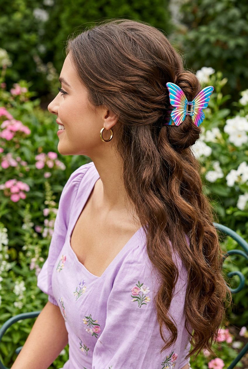 Butterfly Claw Clip Hairstyle - 20 claw clip half up hairstyle - 20 claw clip half up hairstyle