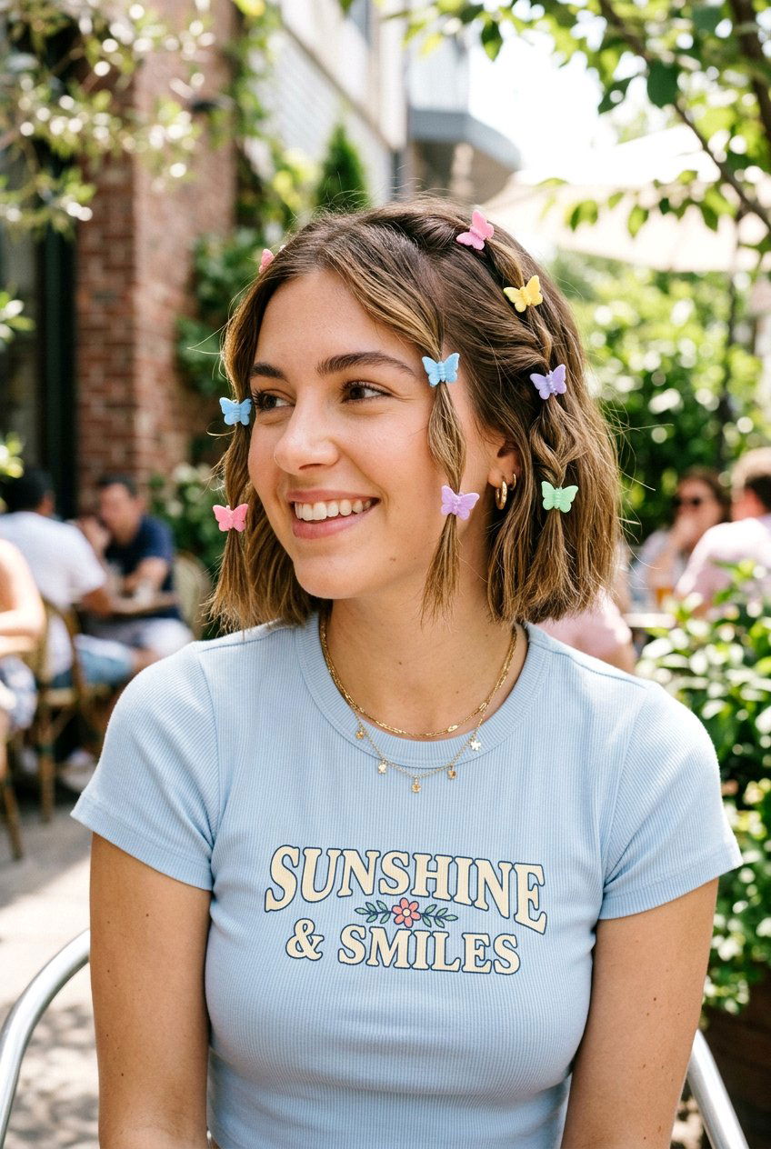 Butterfly Clip Accents - 20 dorm friendly claw clip hairstyle - 20 dorm friendly claw clip hairstyle