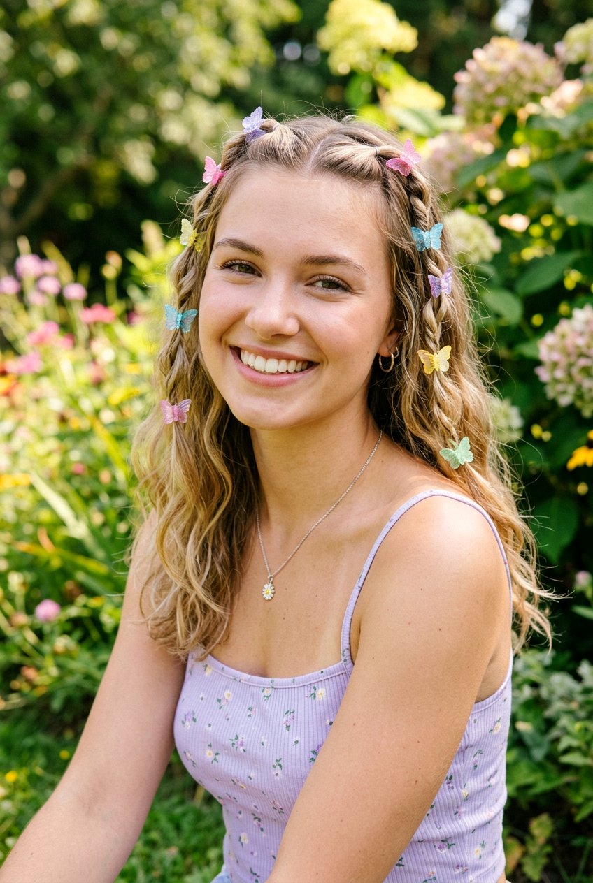 Butterfly Clip Accents - 20 concert hairstyle for shoulder length hair - 20 concert hairstyle for shoulder length hair