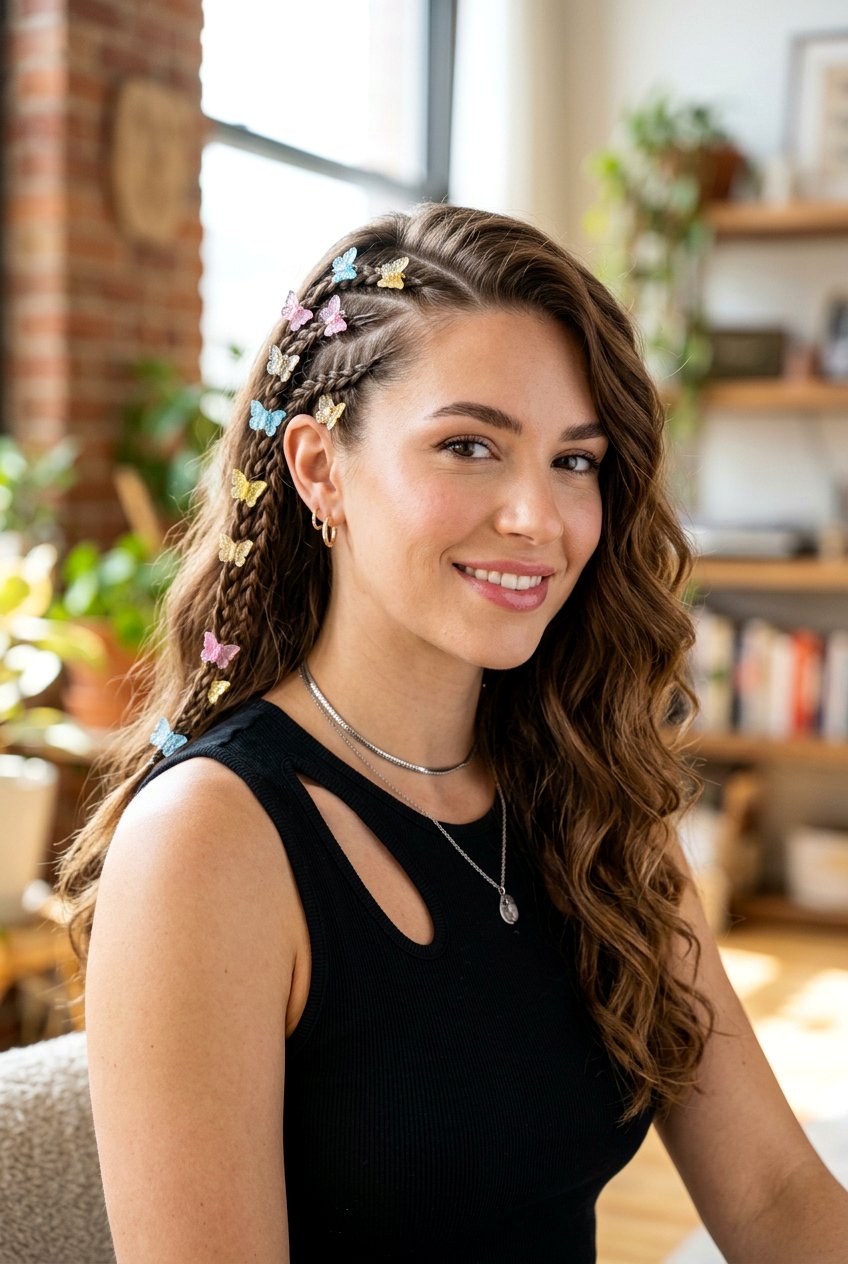 Butterfly Clip Braids On One Side - 20 butterfly clip hairstyles - 20 butterfly clip hairstyles