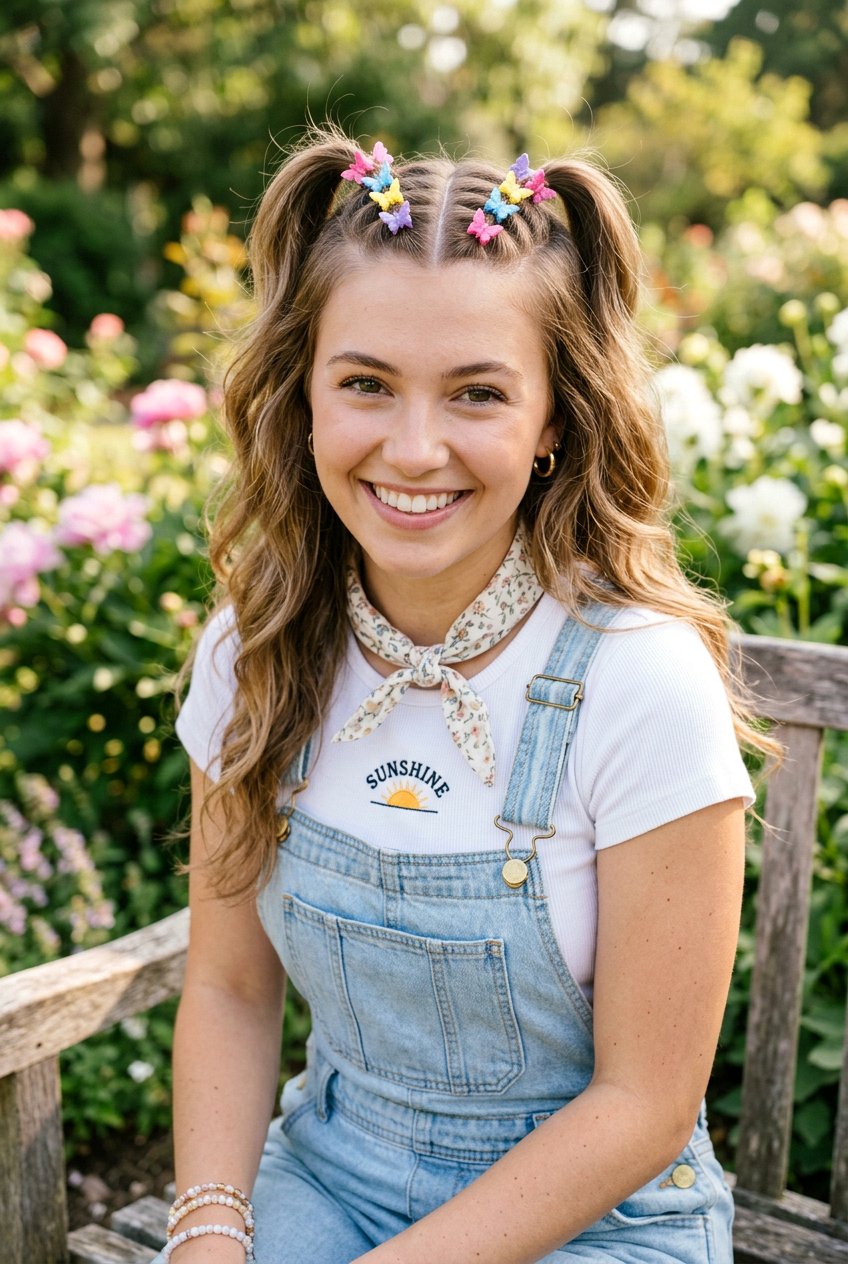 Butterfly Clip Half Up Pigtails - 20 butterfly clip hairstyles - 20 butterfly clip hairstyles