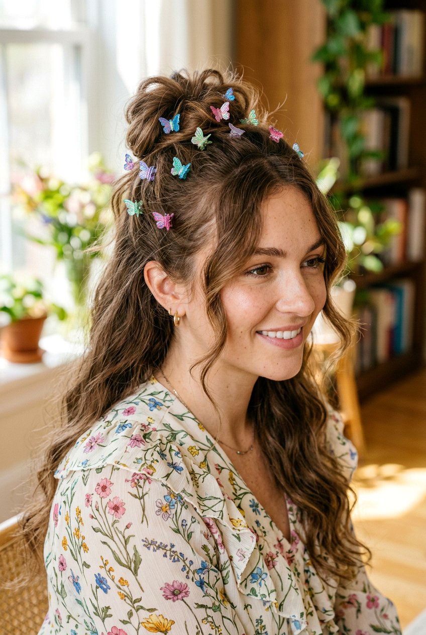 Butterfly Clip Half Up - 20 fairycore half up hairstyle - 20 fairycore half up hairstyle