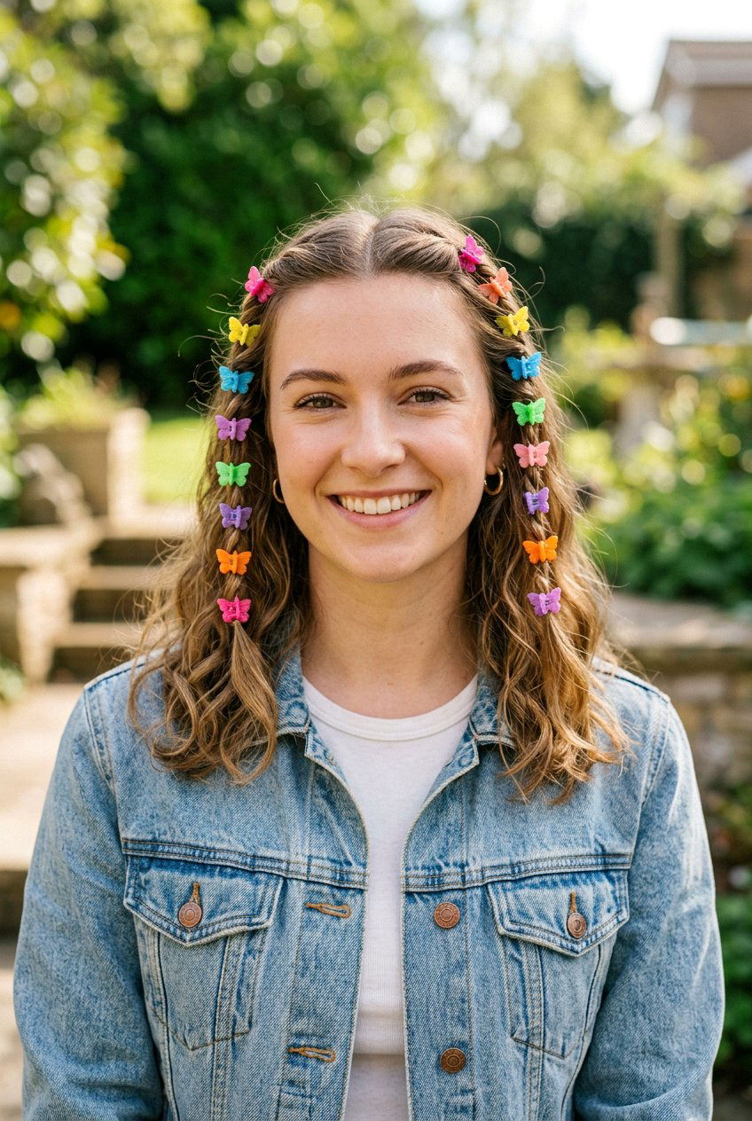 Butterfly Clip Rows - 20 easy claw clip hairstyles for long hair - 20 easy claw clip hairstyles for long hair