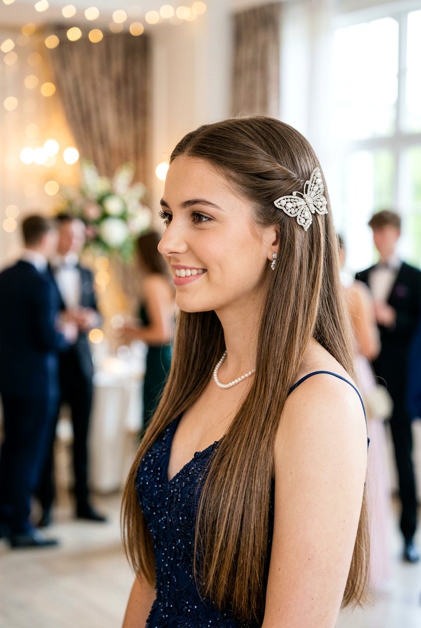 Butterfly Clip Side Twist Prom Hairstyle - 20 prom hairstyles with butterfly clips - 20 prom hairstyles with butterfly clips