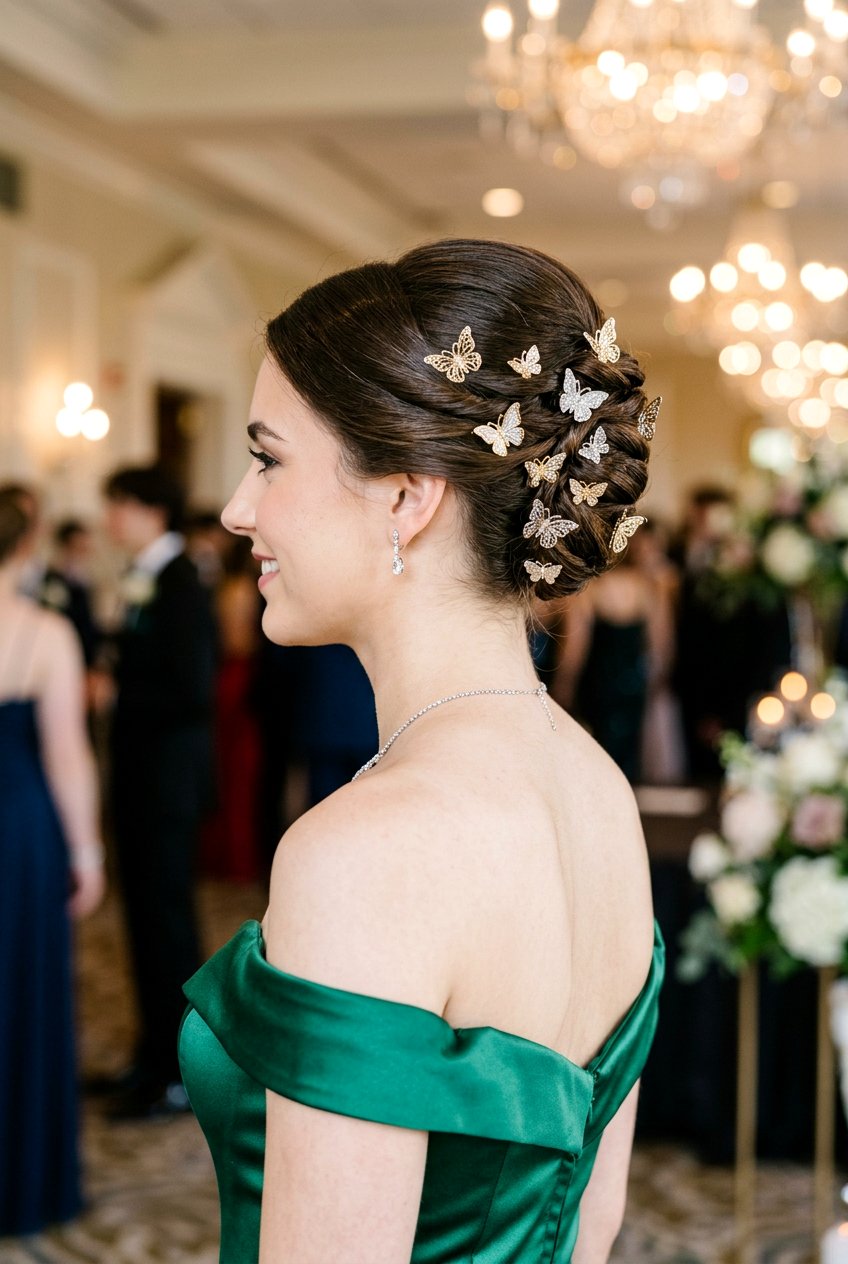 Butterfly Clip Updo Prom Hairstyle - 20 prom hairstyles with butterfly clips - 20 prom hairstyles with butterfly clips