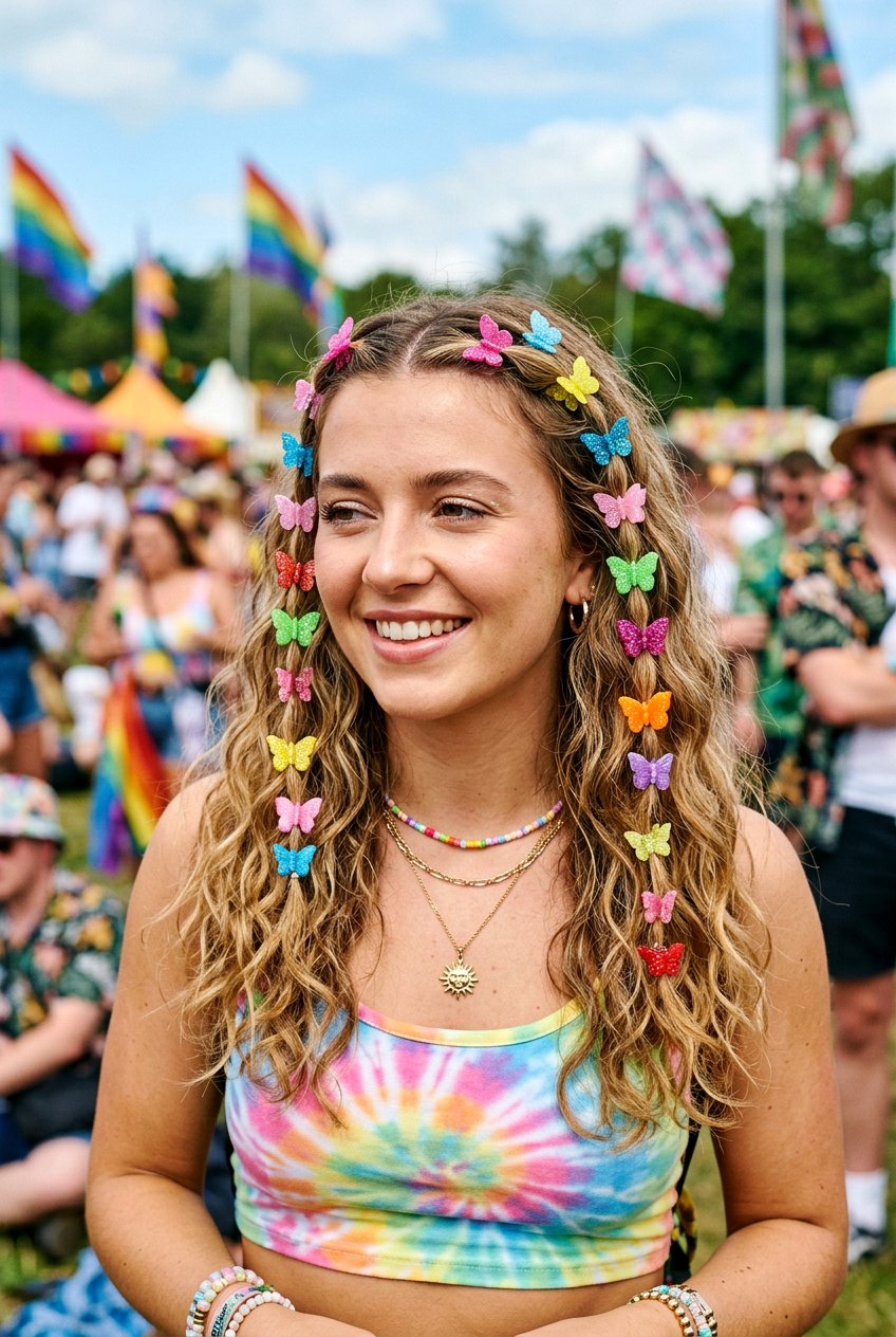 Butterfly Clips Festival Hairstyle - 20 festival hairstyles for women - 20 festival hairstyles for women
