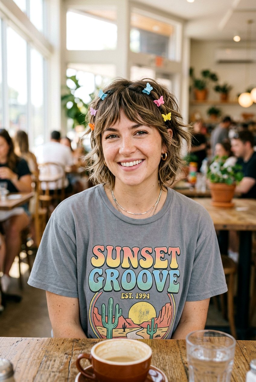 Butterfly Clips On Short Layered Shag - 20 butterfly clip hairstyles - 20 butterfly clip hairstyles