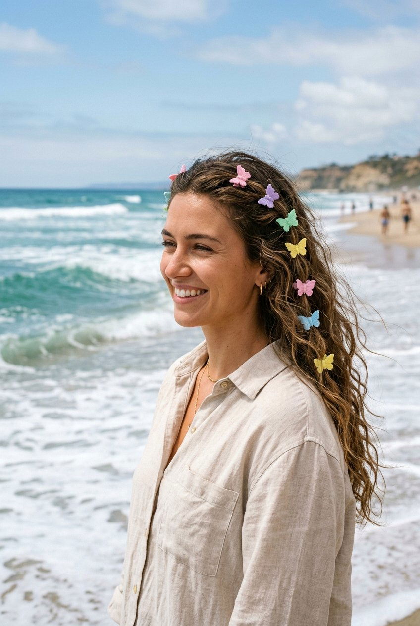 Butterfly Clips With Beach Waves - 20 butterfly clip hairstyles - 20 butterfly clip hairstyles