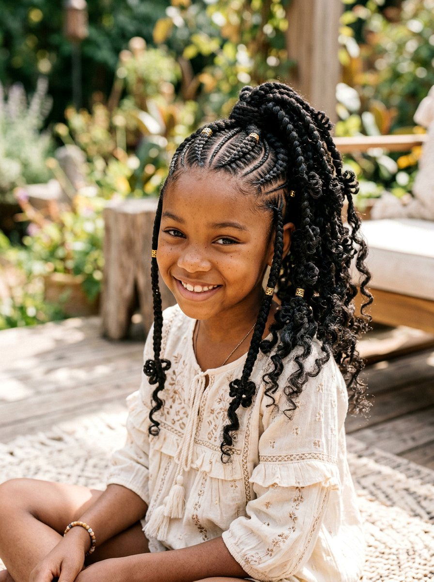 Butterfly Cornrow Ponytail - 20 kids cornrow ponytail styles - 20 kids cornrow ponytail styles