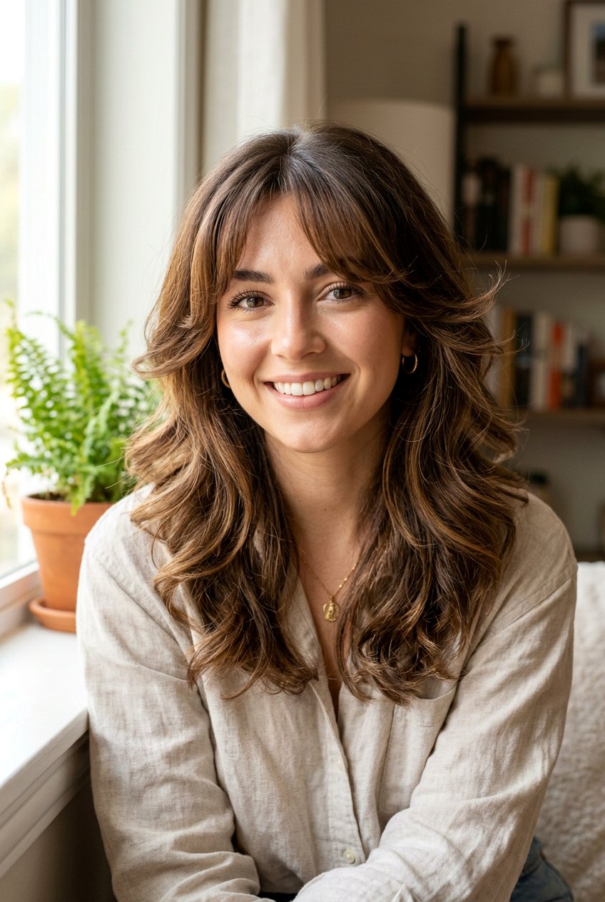 Butterfly Cut With Curtain Bangs - 20 soft butterfly layers for mature women - 20 soft butterfly layers for mature women