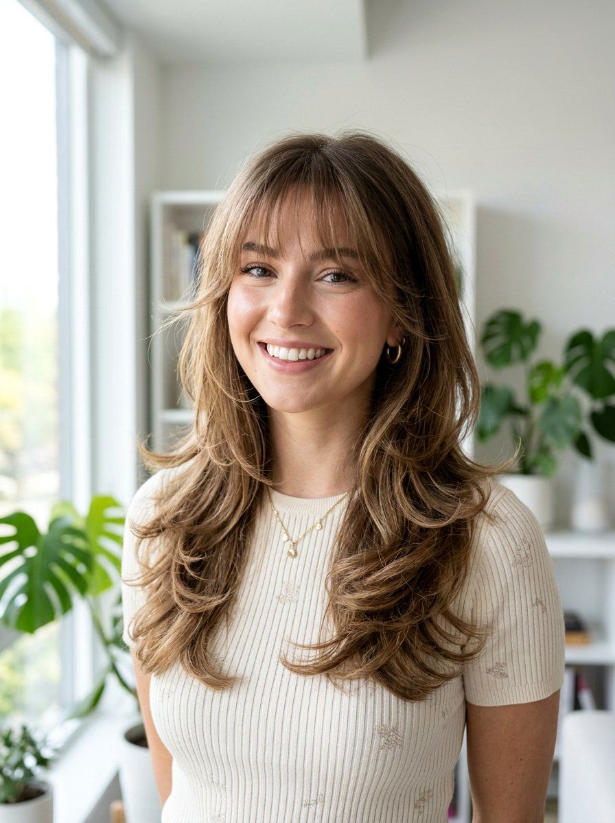 Butterfly Cut With Thinned Bangs - 20 haircut to fix heavy bangs - 20 haircut to fix heavy bangs