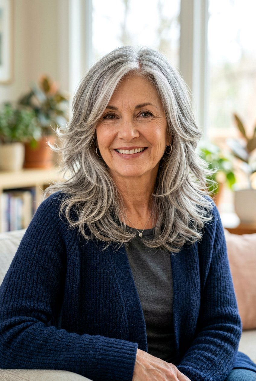 Butterfly Haircut With Gray Hair - 20 butterfly haircut for women over 50 - 20 butterfly haircut for women over 50