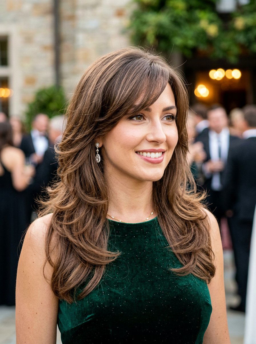 Butterfly Haircut With Side Swept Bangs - 20 elegant butterfly haircut for long hair - 20 elegant butterfly haircut for long hair