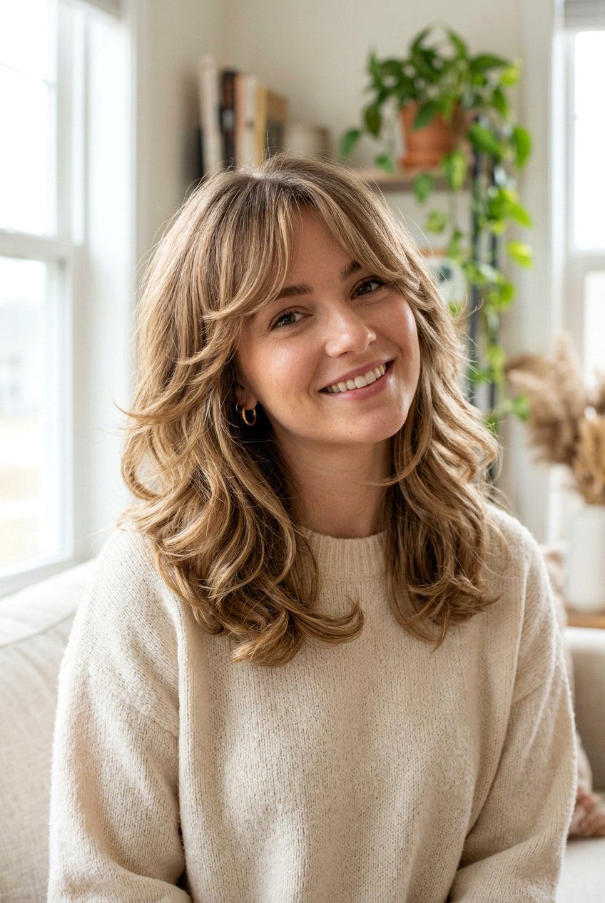 Butterfly Layers With Side Bangs For Shoulder Length Hair - 20 butterfly layers with side bangs - 20 butterfly layers with side bangs