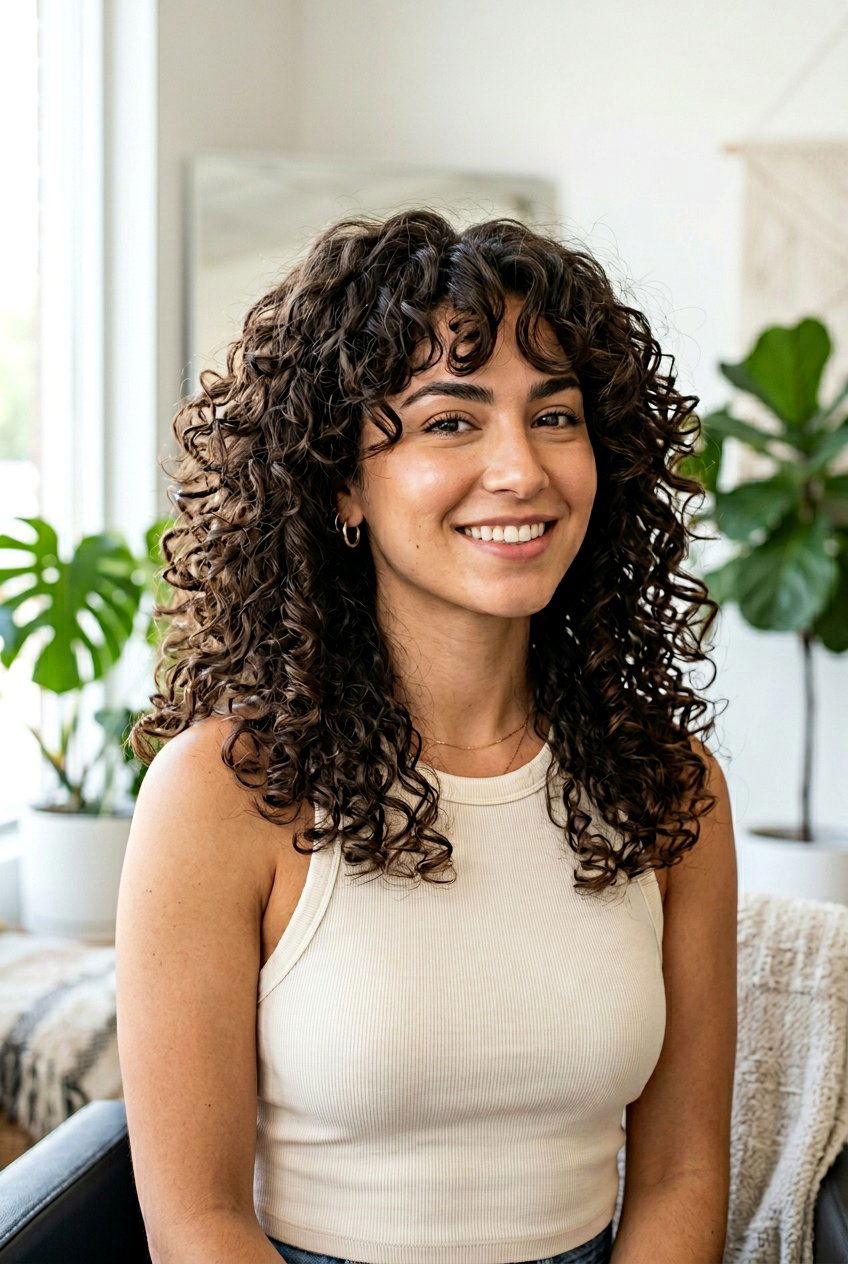 Butterfly Layers With Side Bangs For Thick Curly Hair - 20 butterfly layers with side bangs - 20 butterfly layers with side bangs