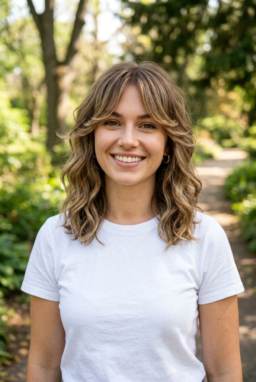 Butterfly Layers With Side Bangs For Wavy Lob - 20 butterfly layers with side bangs - 20 butterfly layers with side bangs