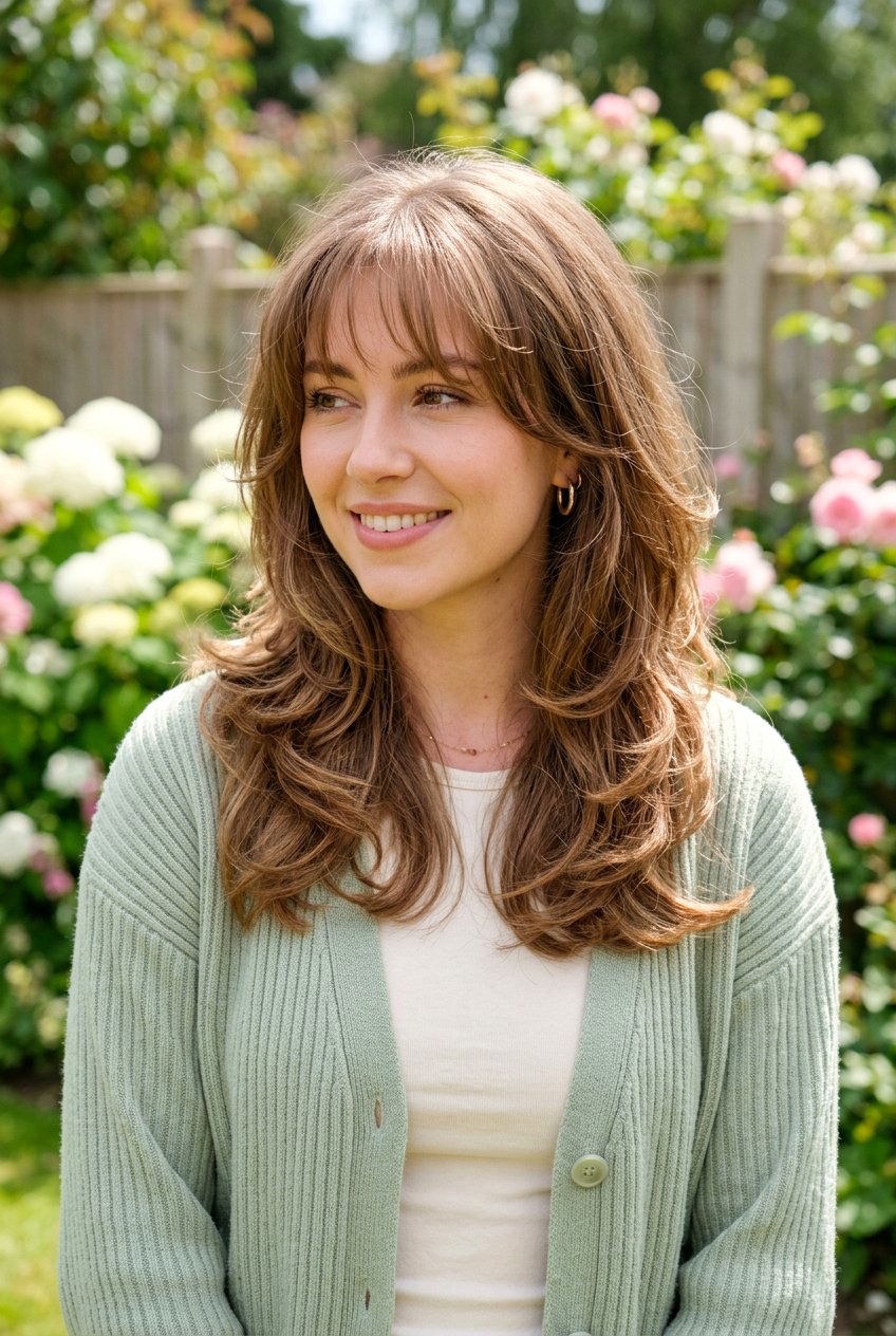 Butterfly Layers With Wispy Bangs - 20 airy butterfly layers for medium hair - 20 airy butterfly layers for medium hair