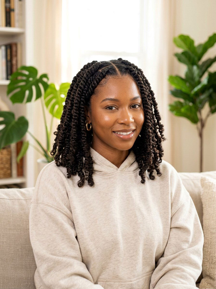 Butterfly Parting Twists - 20 overnight twists for natural hair - 20 overnight twists for natural hair