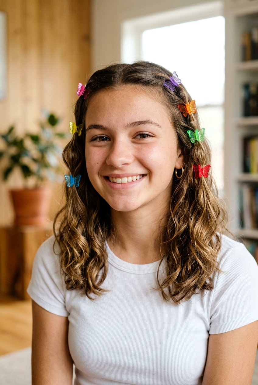 Butterfly clips with loose waves - 20 hairstyles for teenage girls - 20 hairstyles for teenage girls