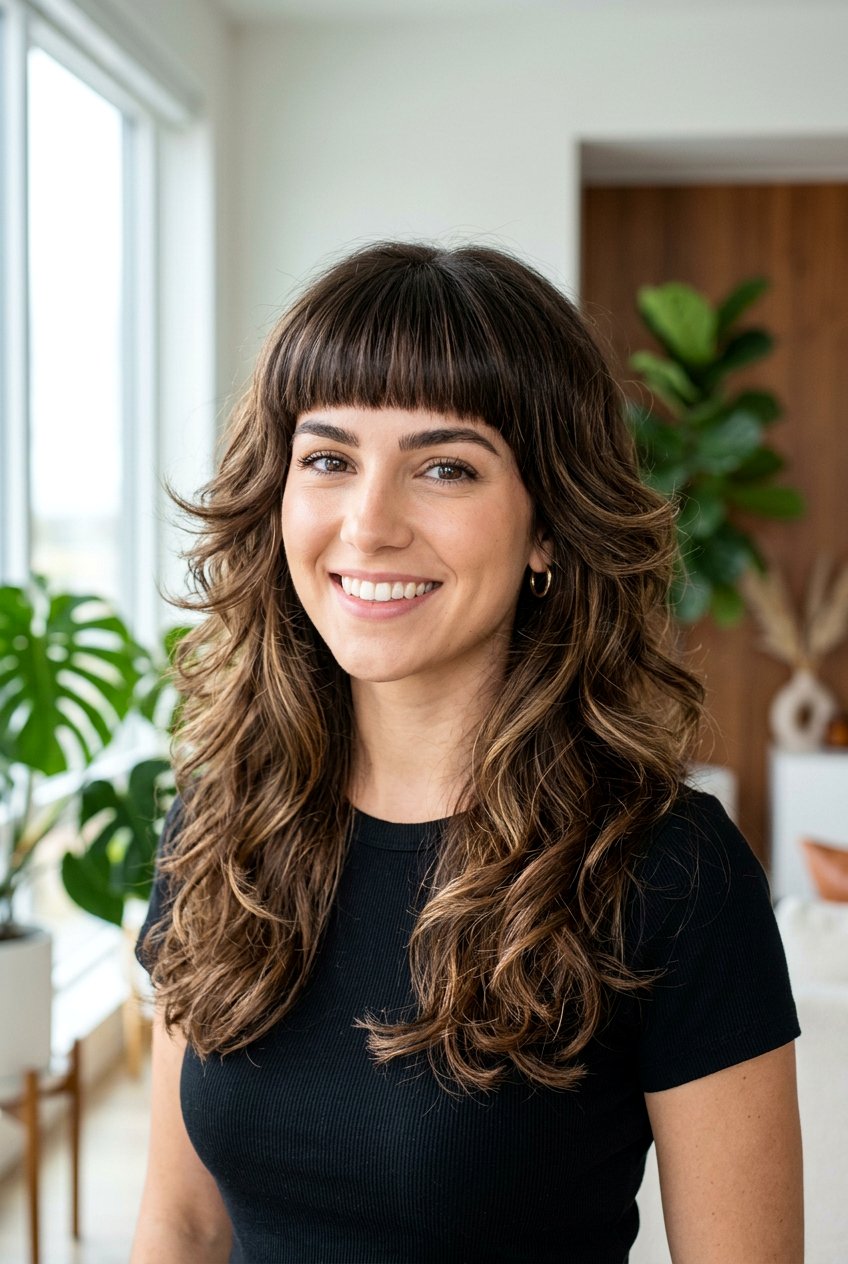 Butterfly cut blunt bangs - 20 blunt bangs hairstyles - 20 blunt bangs hairstyles