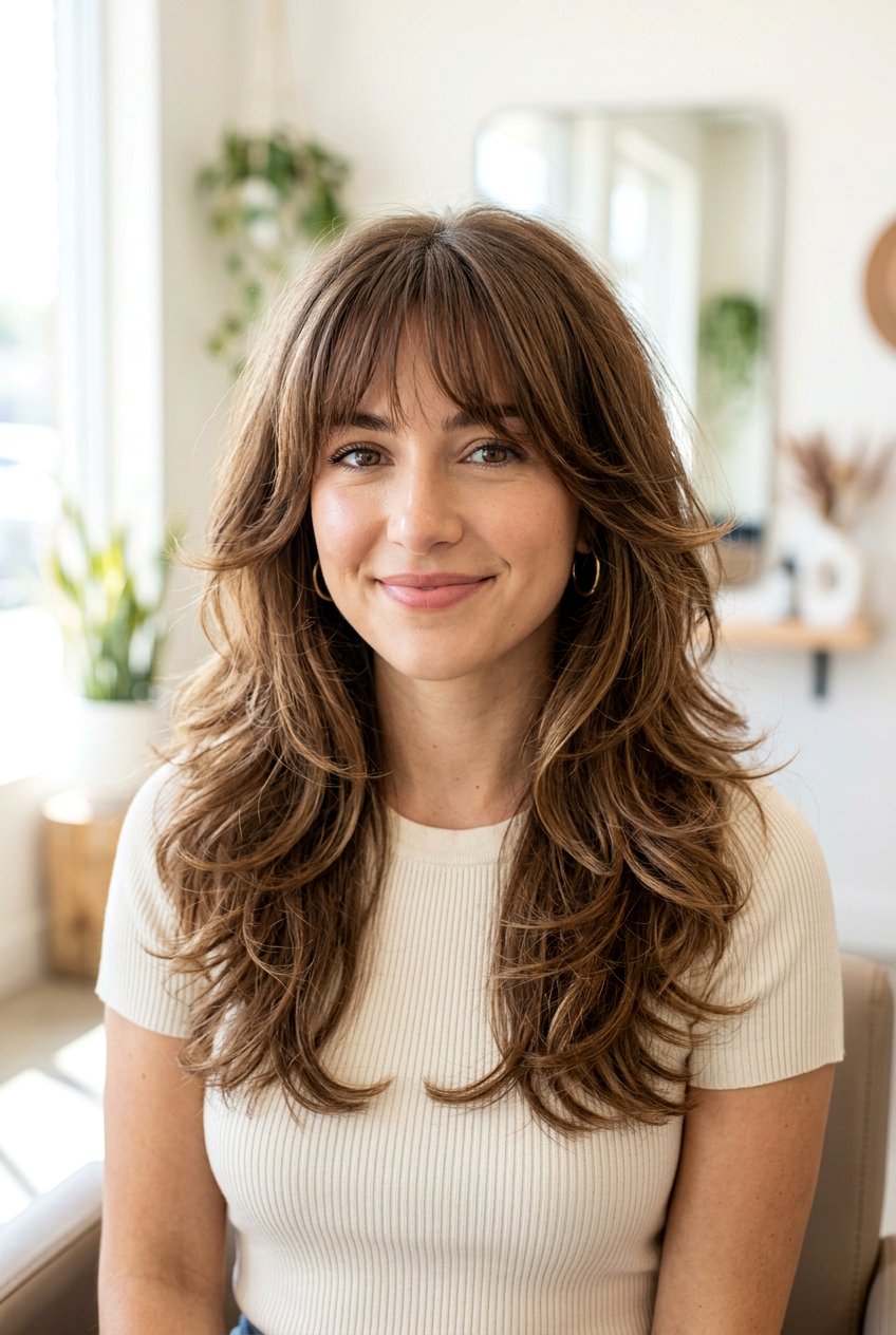 Butterfly cut shoulder length with bangs - 20 shoulder length haircuts with bangs - 20 shoulder length haircuts with bangs