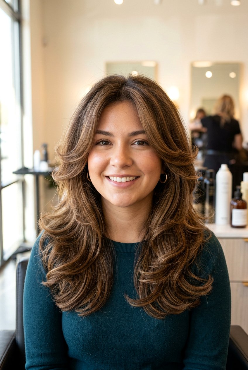 Butterfly haircut for round face - 20 medium haircuts for round faces - 20 medium haircuts for round faces