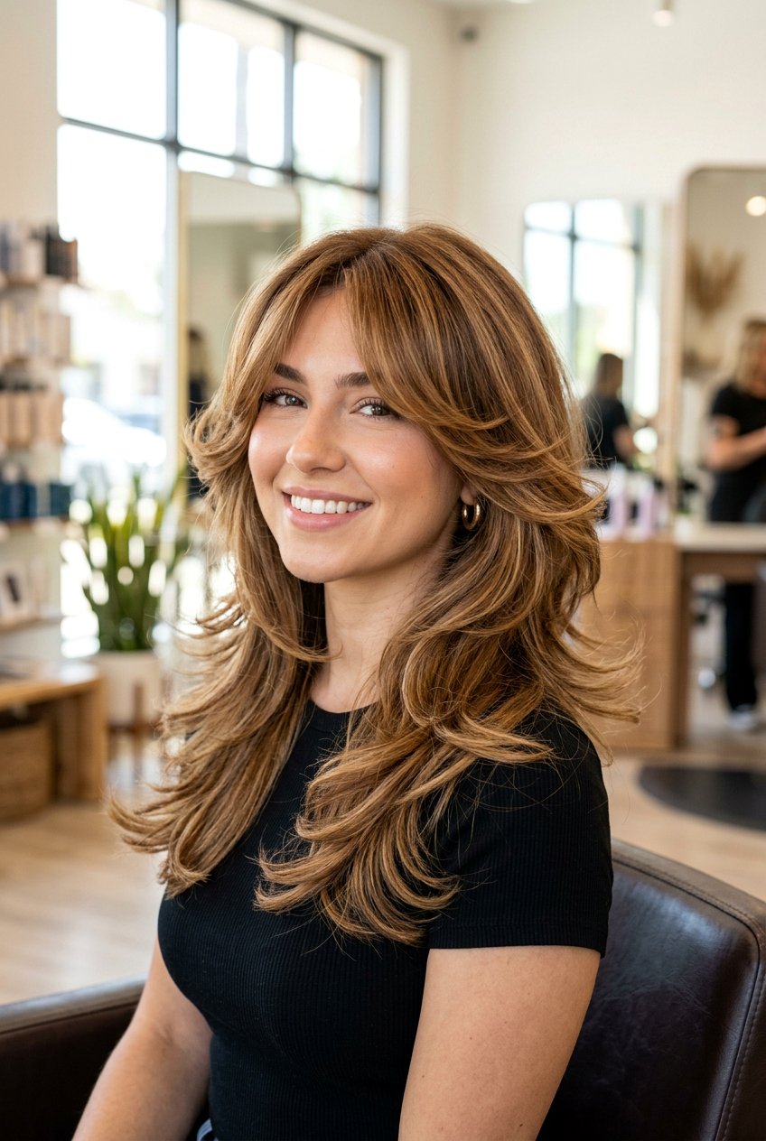 Butterfly haircut with curtain bangs - 20 curtain bangs with layers - 20 curtain bangs with layers