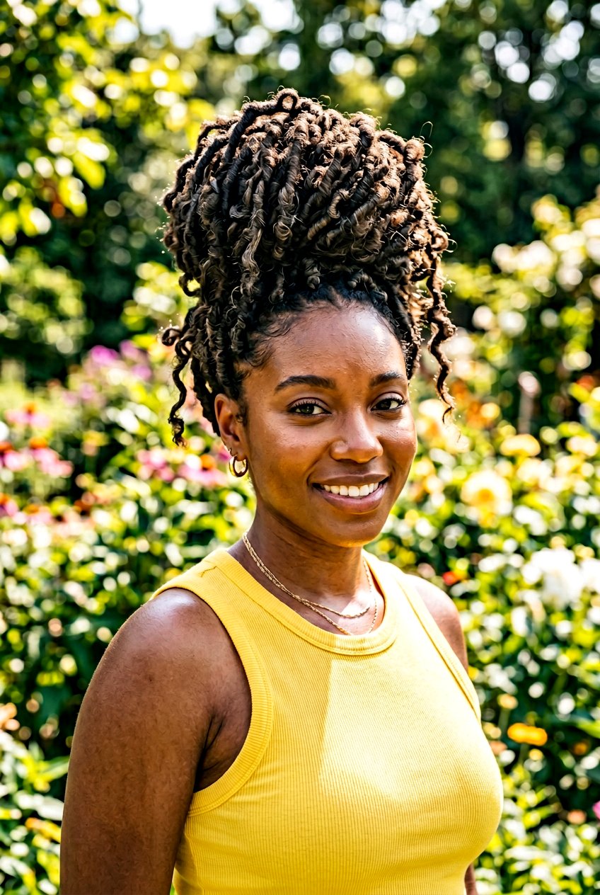 Butterfly loc bun - 20 loc bun hairstyles - 20 loc bun hairstyles