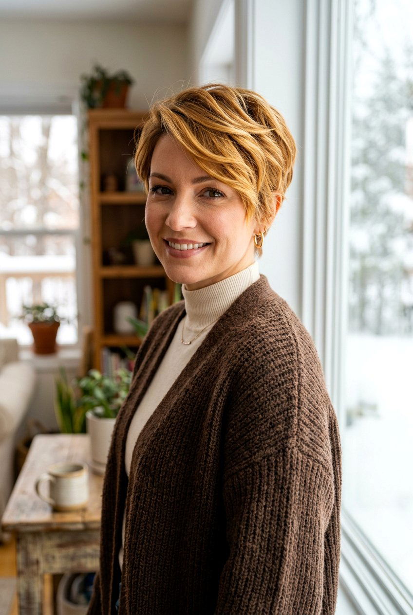 Butterscotch Blonde Pixie - 20 blonde pixie hair color ideas - 20 blonde pixie hair color ideas