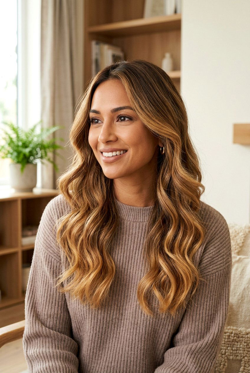 Butterscotch Caramel Balayage On Warm Tan Skin - 20 caramel balayage for warm skin tones - 20 caramel balayage for warm skin tones