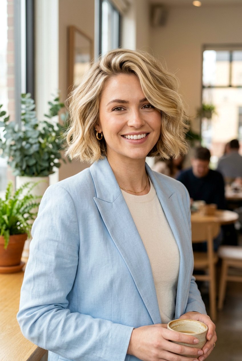 Buttery Blonde Bob - 20 soft money piece for blonde mature hair - 20 soft money piece for blonde mature hair