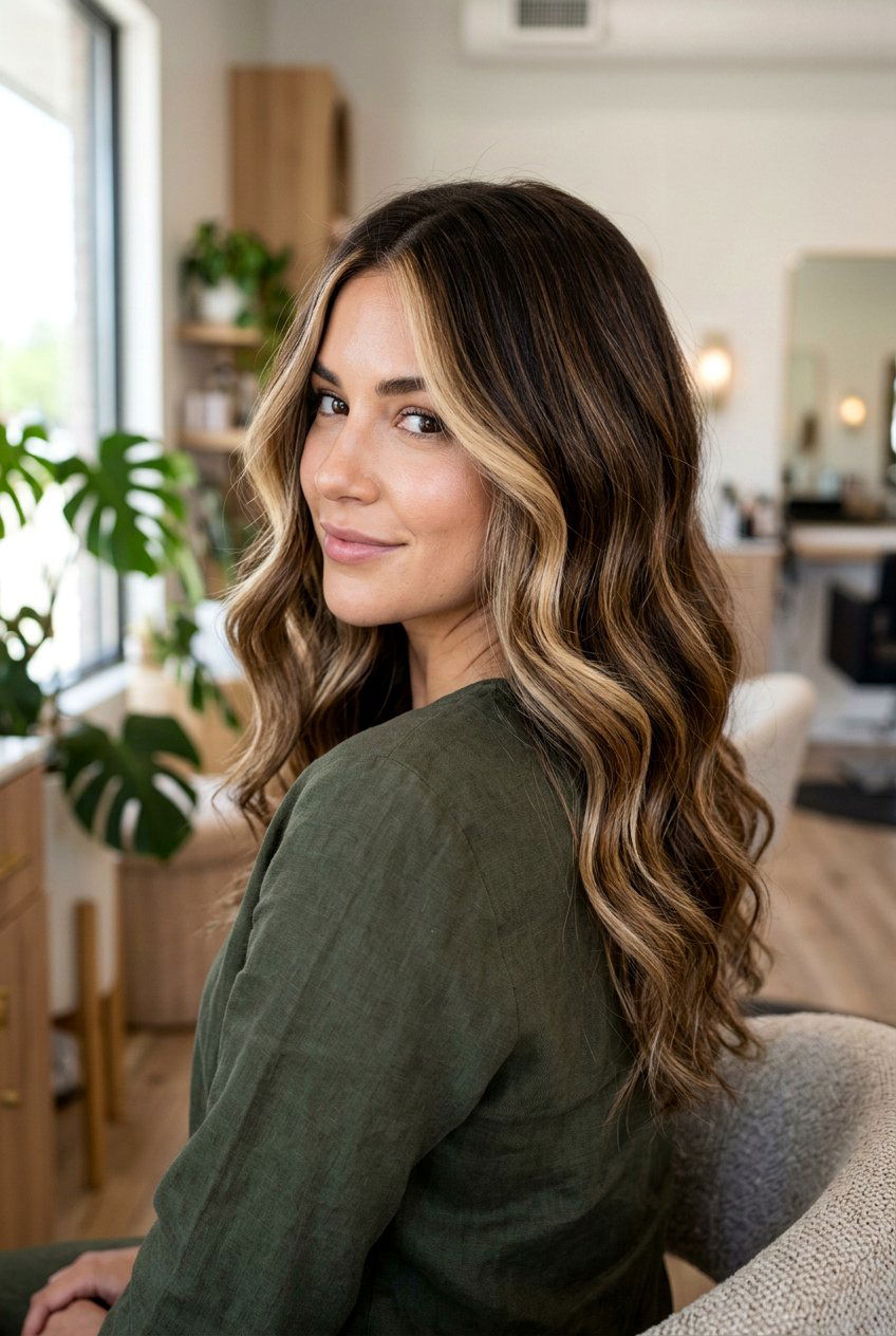 Buttery caramel balayage dark brown hair - 20 dark brown hair with caramel balayage - 20 dark brown hair with caramel balayage