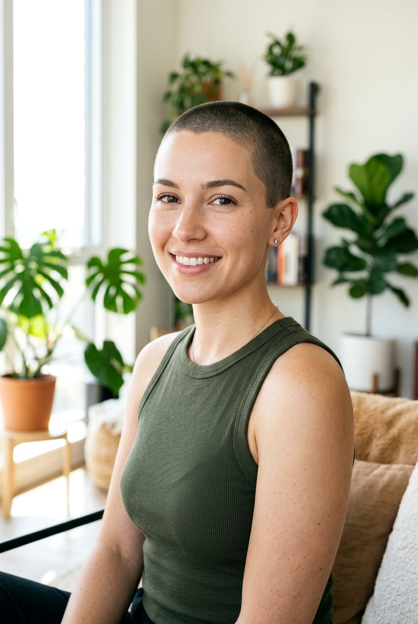 Buzz Cut - 20 short hairstyles for women over 40 - 20 short hairstyles for women over 40