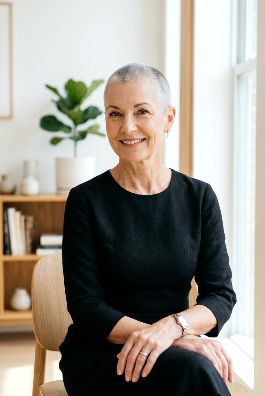 Buzz Cut Haircut - 20 natural hairstyles for women over 60 - 20 natural hairstyles for women over 60