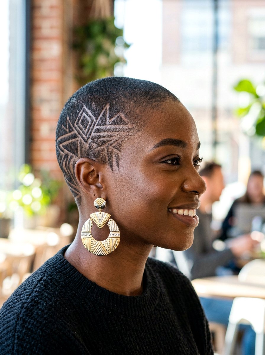 Buzz Cut With Design - 20 trending hairstyle ideas for black women - 20 trending hairstyle ideas for black women