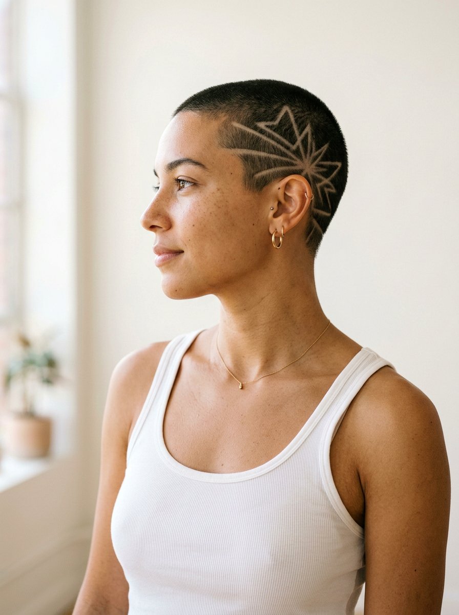 Buzz Cut With Design - 20 polished haircut for fine thin hair - 20 polished haircut for fine thin hair