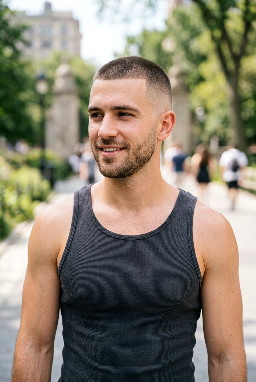 Buzz Cut With Fade - 20 men haircut for round full face - 20 men haircut for round full face