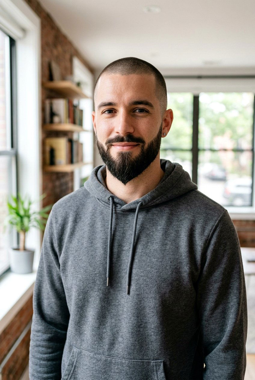 Buzz Cut with Beard - 20 mens haircut for round chubby face - 20 men’s haircut for round chubby face