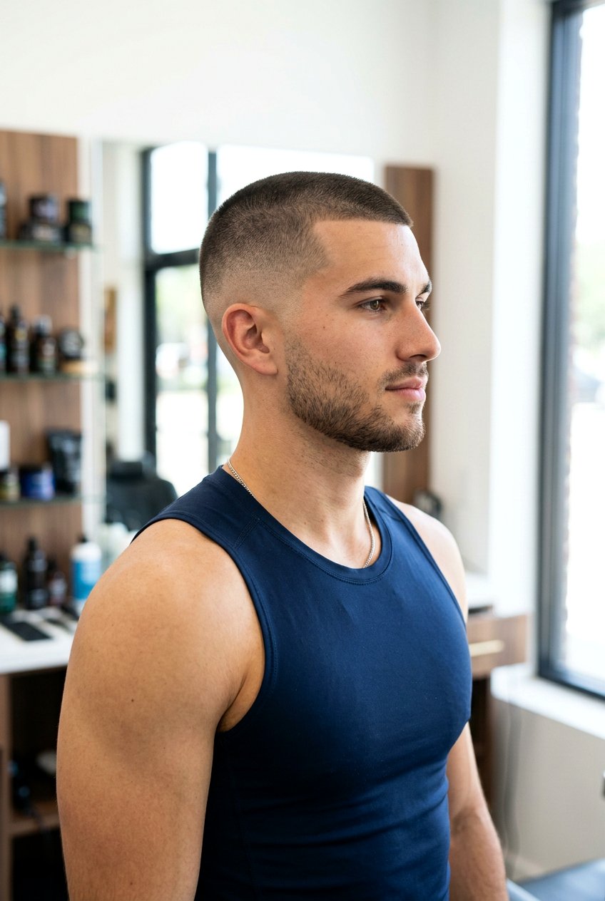 Buzz Cut with Fade - 20 mens haircut for fine straight hair - 20 men’s haircut for fine straight hair