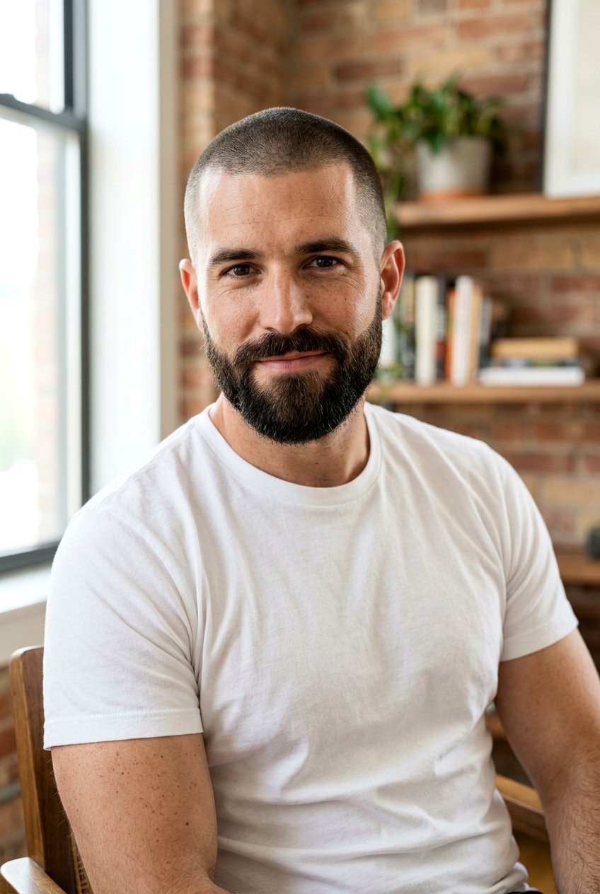 Buzz cut with beard - 20 buzz cut for round face men - 20 buzz cut for round face men