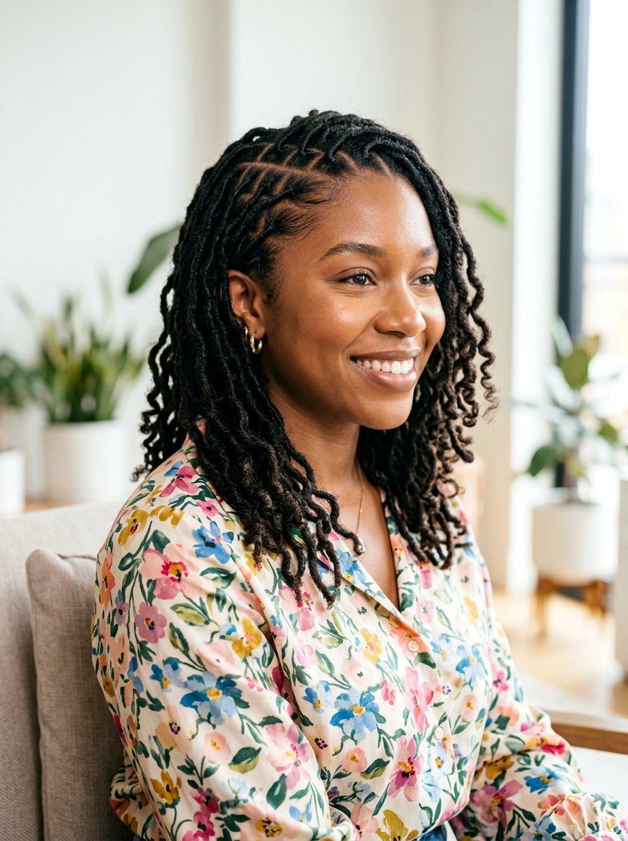 C Shape Part Starter Locs - 20 starter loc styles for women - 20 starter loc styles for women