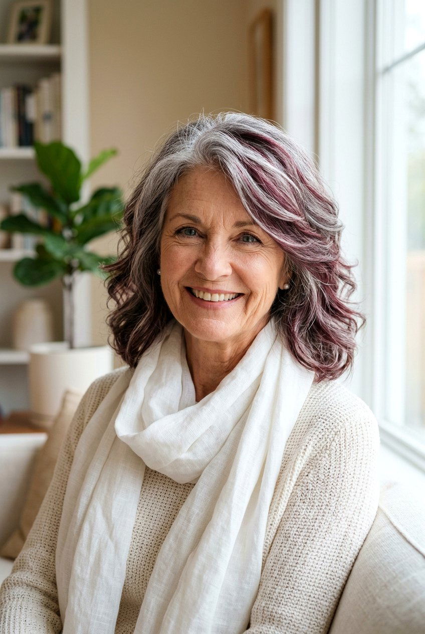 Cabernet Highlights For Salt And Pepper Hair - 20 burgundy highlights for mature women - 20 burgundy highlights for mature women