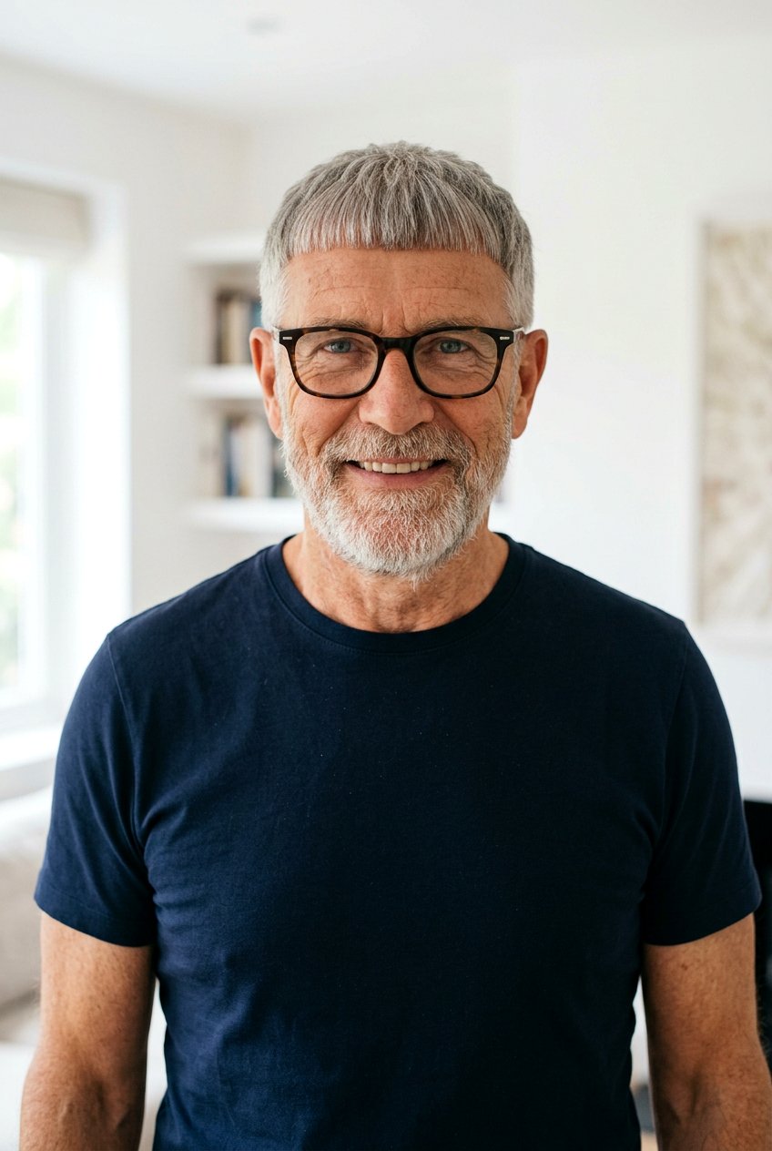 Caesar Cut - 20 mens haircut for older men with glasses - 20 men’s haircut for older men with glasses